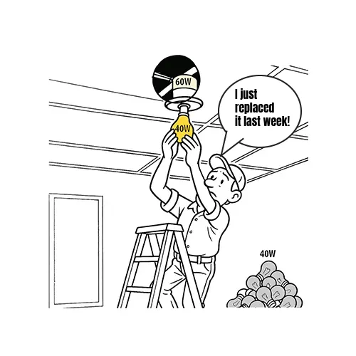handy man changing out light bulb