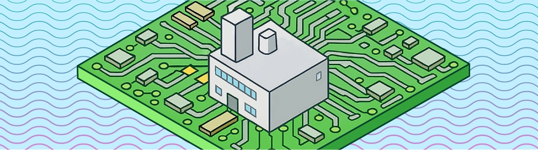 Isometric close up of a semiconductor fabrication