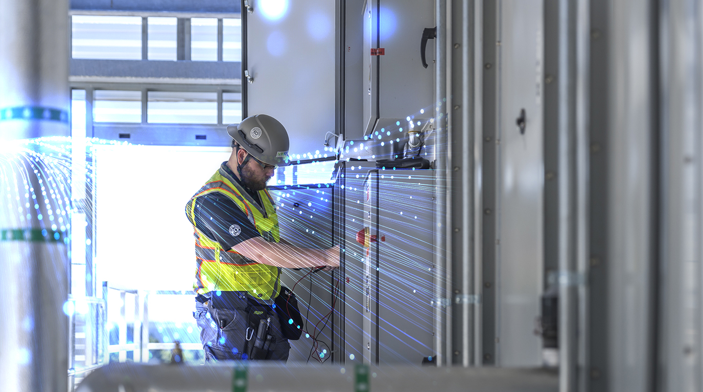 engineer working on hvac system