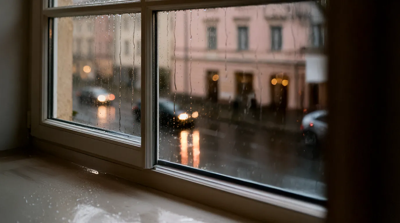window sill on a rainy day